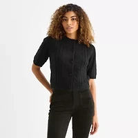 a.n.a Womens Crew Neck Long Sleeve Button Cardigan