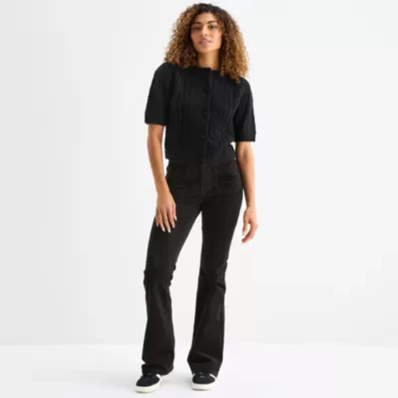 a.n.a Womens Crew Neck Long Sleeve Button Cardigan