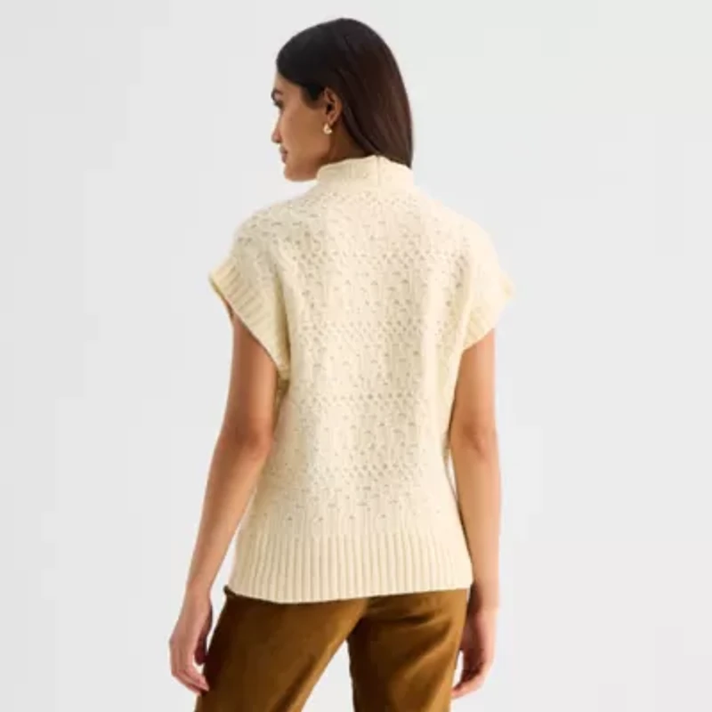 a.n.a Womens Mock Neck Geometric Sweater Vest