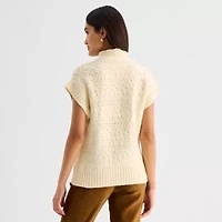 a.n.a Womens Mock Neck Geometric Sweater Vest