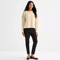 a.n.a Womens Crew Neck Embellished Long Sleeve Pullover Sweater