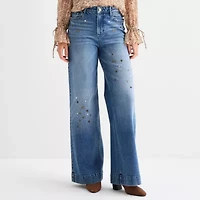 a.n.a Embellished Womens Highest Rise Wide Leg Jean