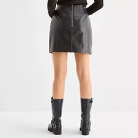 a.n.a Animal Womens Mid Rise Faux Leather A-Line Skirt