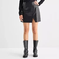 a.n.a Animal Womens Mid Rise Faux Leather A-Line Skirt