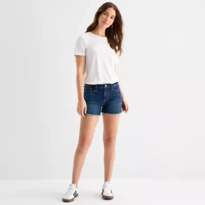 a.n.a Womens Mid Rise Denim Short