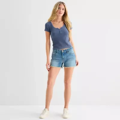 a.n.a Womens Mid Rise Denim Short