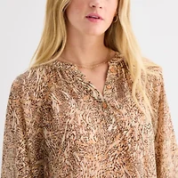 a.n.a Womens Long Sleeve Animal Drop Waist Dress