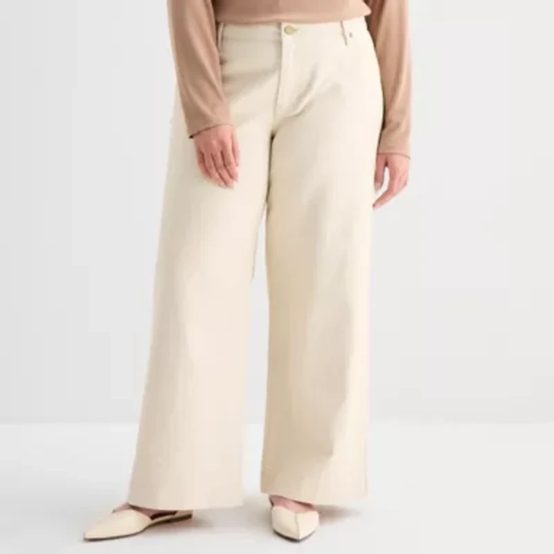 a.n.a Animal Womens Plus High Rise Wide Leg Jean