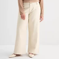 a.n.a Animal Womens Plus High Rise Wide Leg Jean