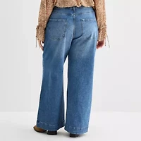 a.n.a Embellished Womens Plus Highest Rise Wide Leg Jean