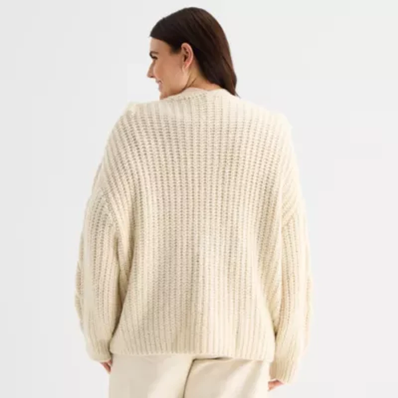 a.n.a Womens V Neck Long Sleeve Button Plus Cardigan