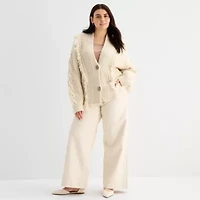 a.n.a Womens V Neck Long Sleeve Button Plus Cardigan