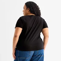 a.n.a Womens Plus V Neck Short Sleeve T-Shirt