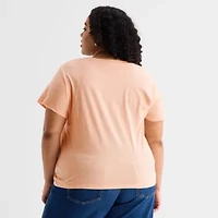 a.n.a Womens Plus V Neck Short Sleeve T-Shirt