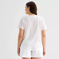 a.n.a Womens Plus V Neck Short Sleeve T-Shirt