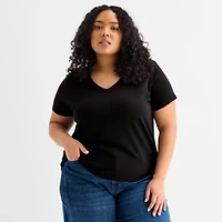 a.n.a Womens Plus V Neck Short Sleeve T-Shirt