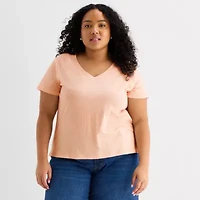 a.n.a Womens Plus V Neck Short Sleeve T-Shirt