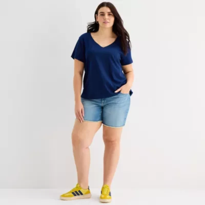 a.n.a Womens Plus V Neck Short Sleeve T-Shirt