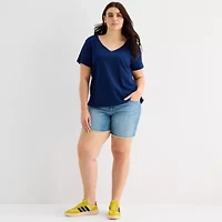 a.n.a Womens Plus V Neck Short Sleeve T-Shirt