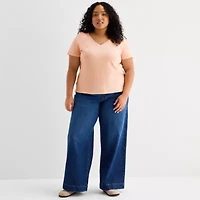 a.n.a Womens Plus V Neck Short Sleeve T-Shirt