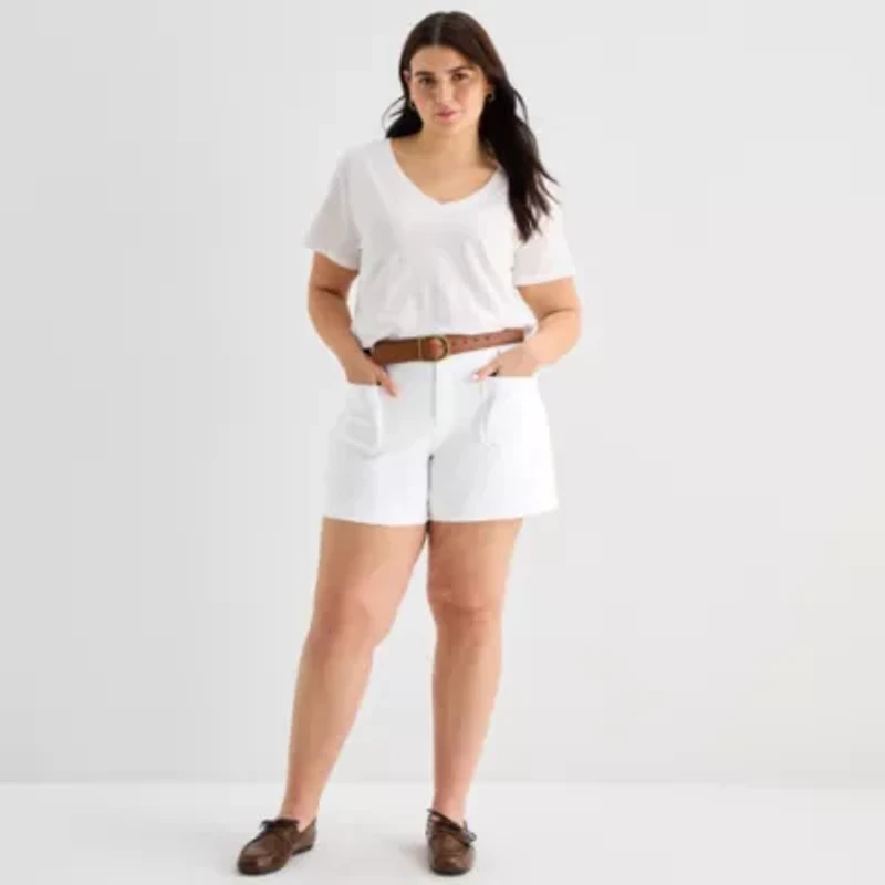 a.n.a Womens Plus V Neck Short Sleeve T-Shirt