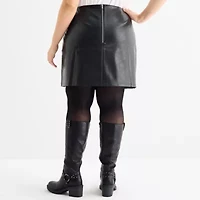 a.n.a Womens Plus Mid Rise Faux Leather A-Line Skirt