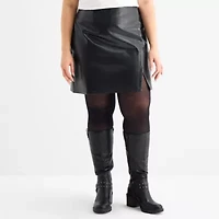 a.n.a Womens Plus Mid Rise Faux Leather A-Line Skirt