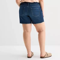 a.n.a Womens Mid Rise Plus Denim Short