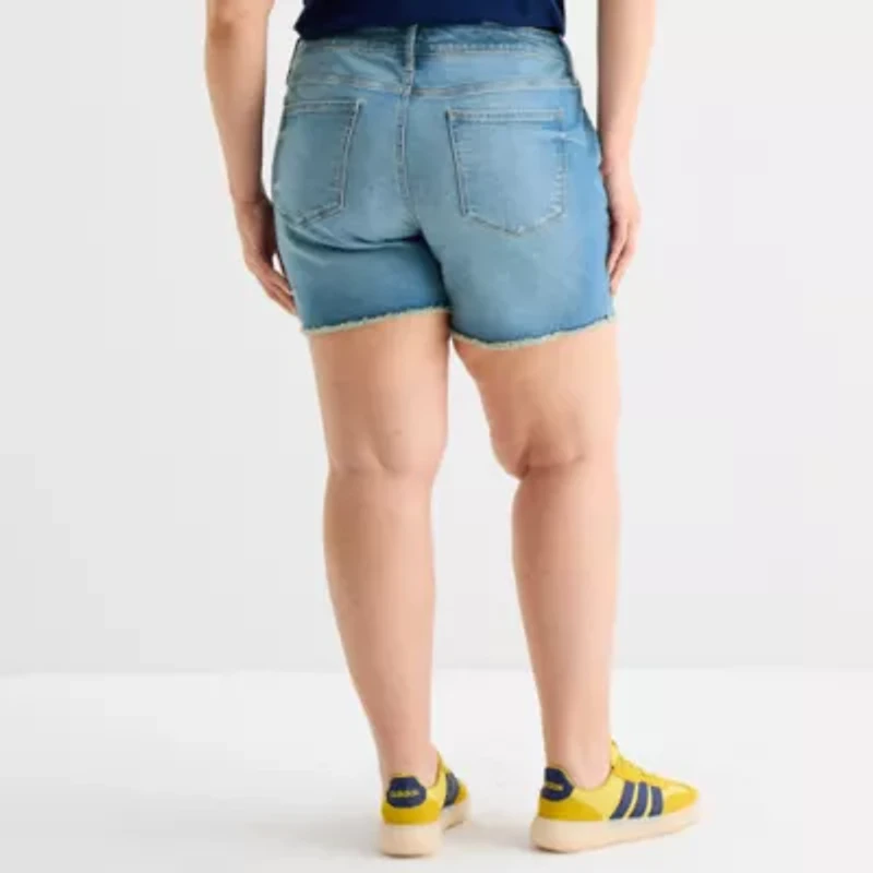 a.n.a Womens Mid Rise Plus Denim Short