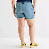 a.n.a Womens Mid Rise Plus Denim Short