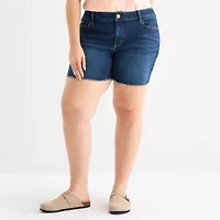 a.n.a Womens Mid Rise Plus Denim Short
