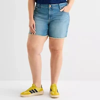 a.n.a Womens Mid Rise Plus Denim Short
