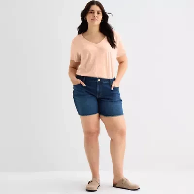 a.n.a Womens Mid Rise Plus Denim Short