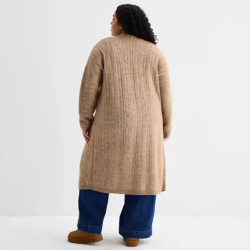 a.n.a Womens Long Sleeve Open Front Plus Cardigan