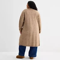 a.n.a Womens Long Sleeve Open Front Plus Cardigan