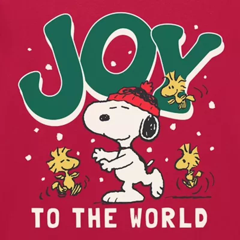 Mens Crew Neck Short Sleeve Regular Fit Peanuts Snoopy Graphic T-Shirt