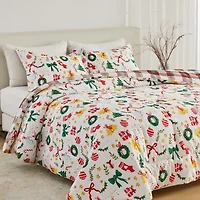 Linery Reversible Down Alternative Christmas Sham Set And Comforter