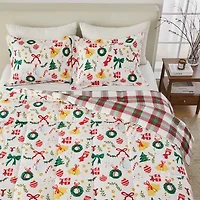 Linery Reversible Down Alternative Christmas Sham Set And Comforter