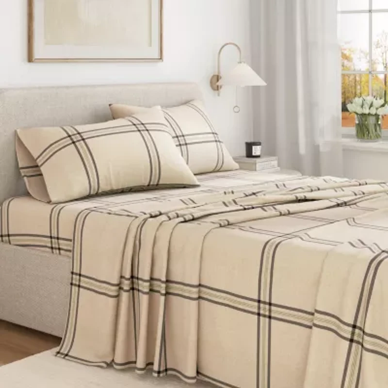 Linery 100% Turkish Cotton Plaid Flannel Sheet Set
