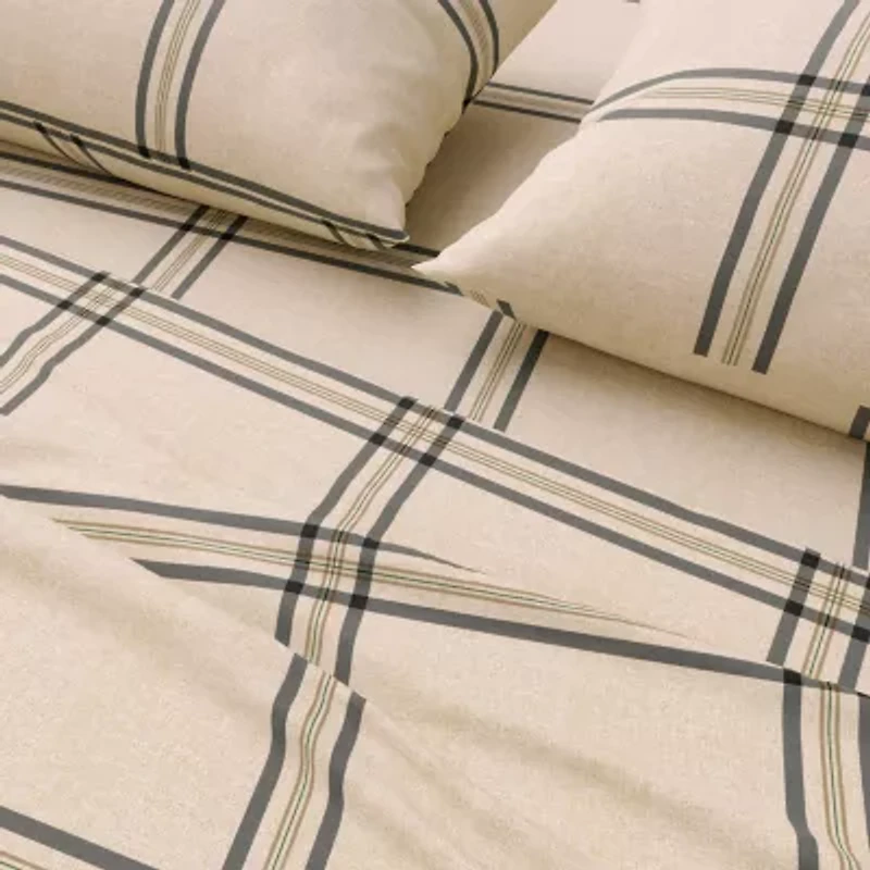 Linery 100% Turkish Cotton Plaid Flannel Sheet Set