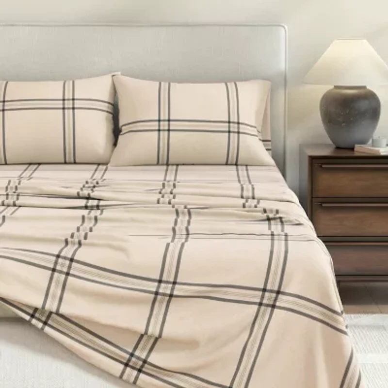 Linery 100% Turkish Cotton Plaid Flannel Sheet Set