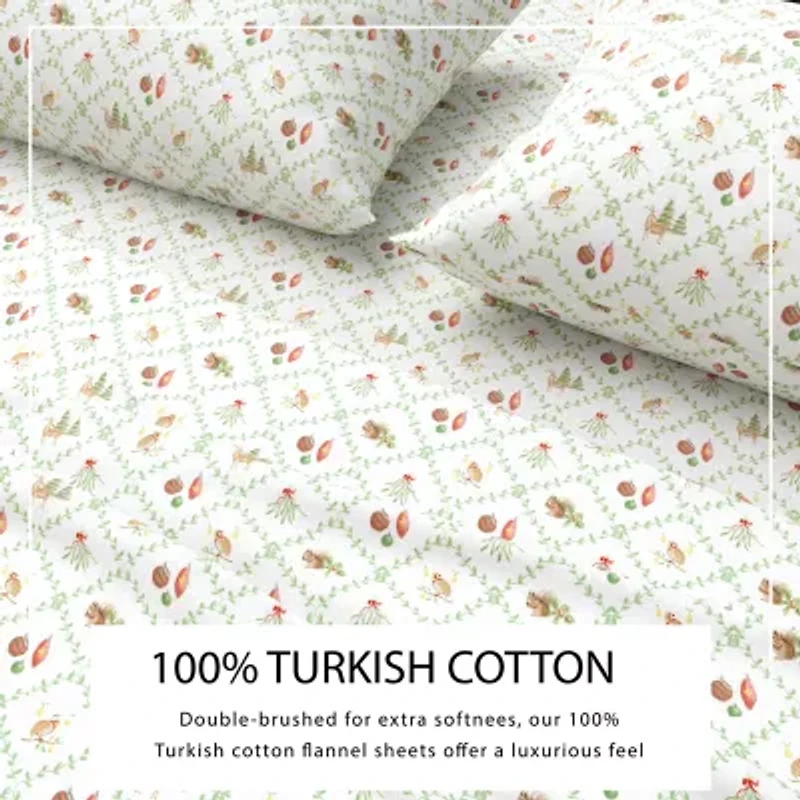 Linery 100% Turkish Cotton Holiday Flannel\N Sheet Set
