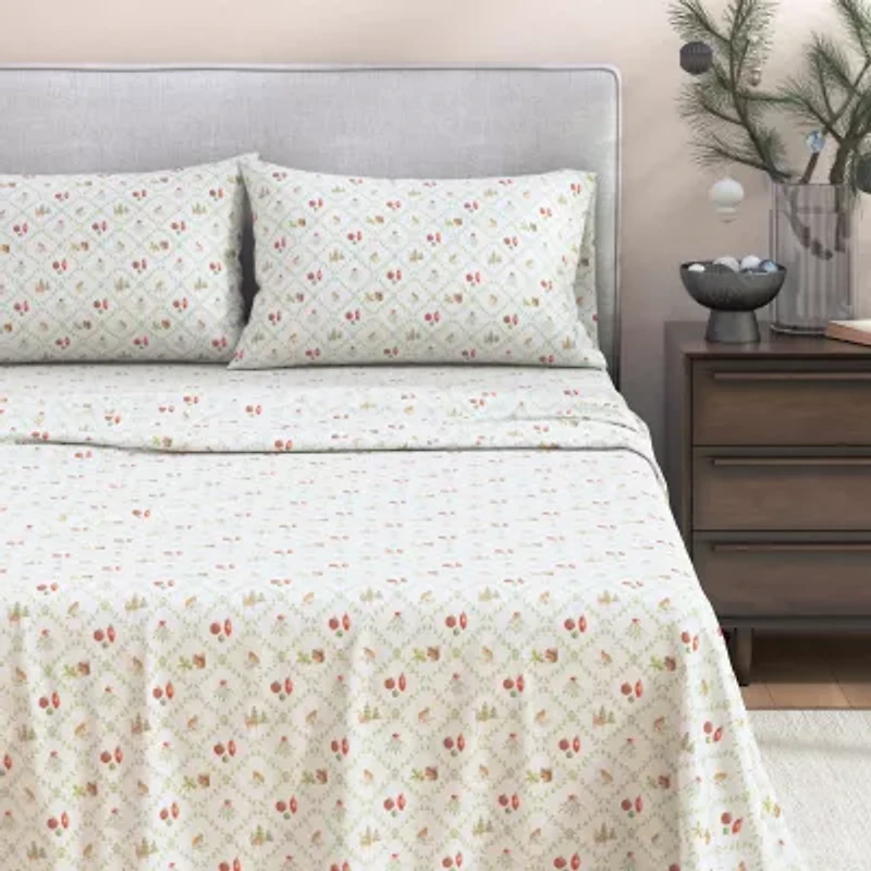 Linery 100% Turkish Cotton Holiday Flannel\N Sheet Set