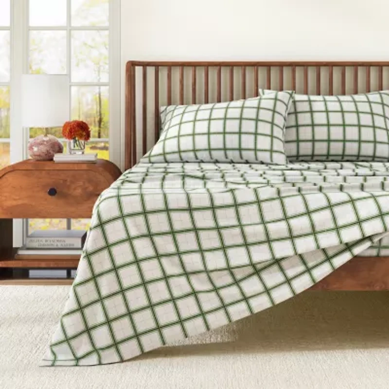 Linery 100% Turkish Cotton Plaid Flannel Sheet Set