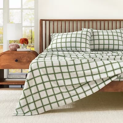 Linery 100% Turkish Cotton Plaid Flannel Sheet Set