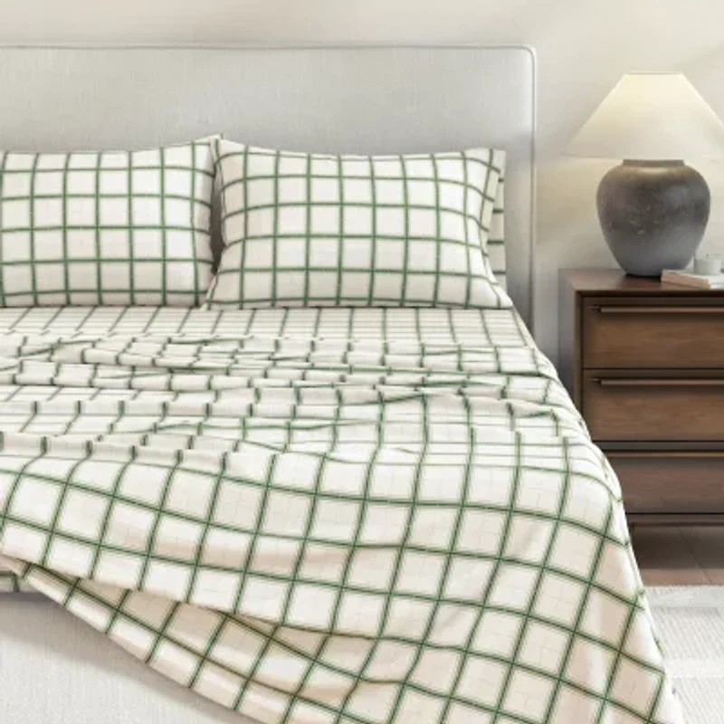 Linery 100% Turkish Cotton Plaid Flannel Sheet Set