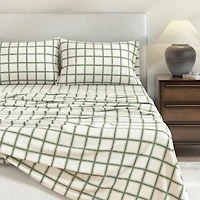 Linery 100% Turkish Cotton Plaid Flannel Sheet Set