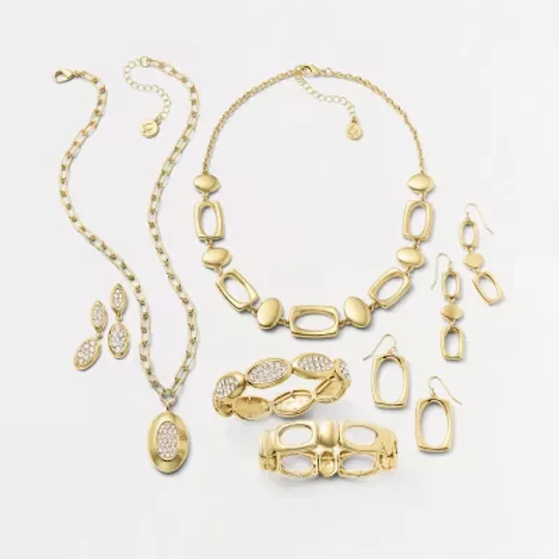 Liz Claiborne Pave Womens Glass Oval 18 Inch Pendant Necklace