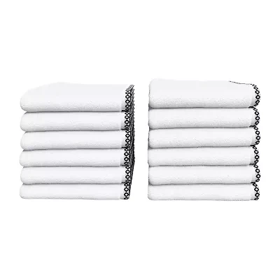 Linery Cotton And Decorative Bordered Washcloth 12-pc. Quick Dry Bath Towel Set