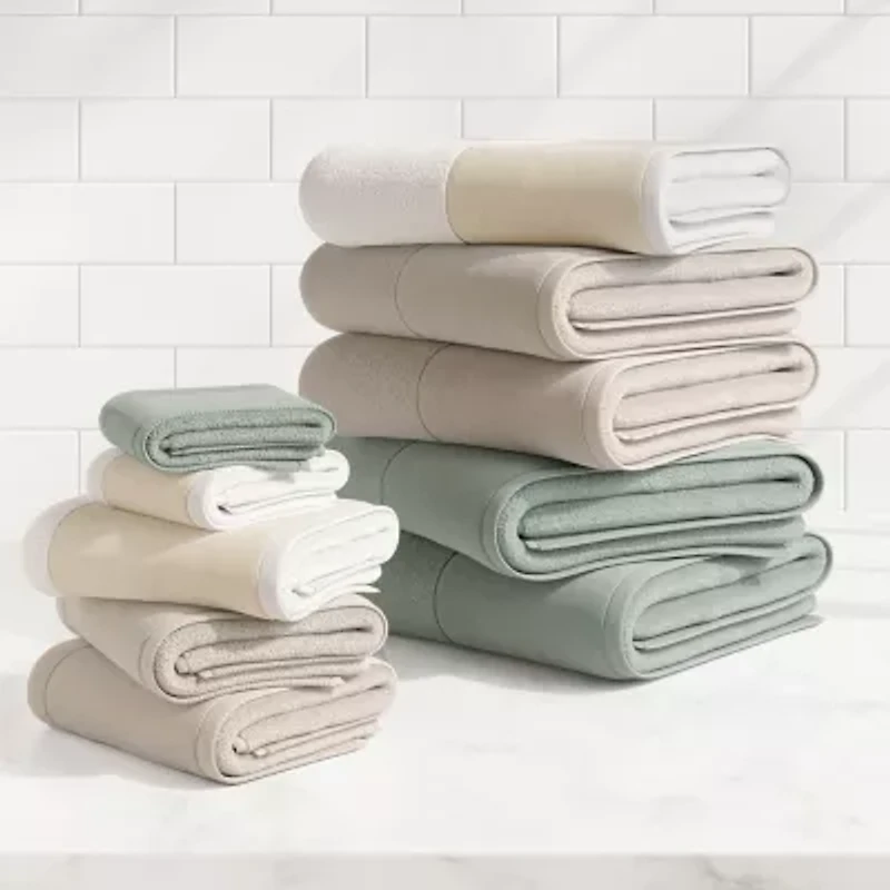 Linery Ultra-Soft Cotton And Linen-Like Bordered -pc. Quick Dry Bath Towel Set